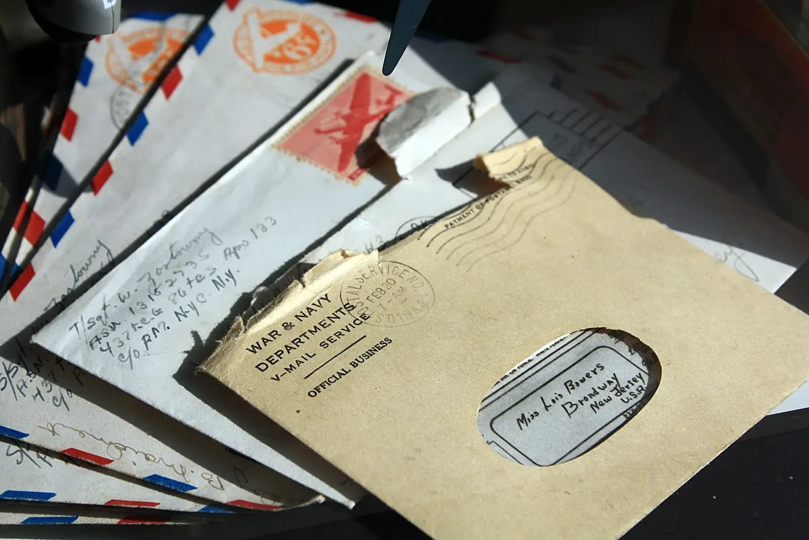 Opened envelopes with postal marks
